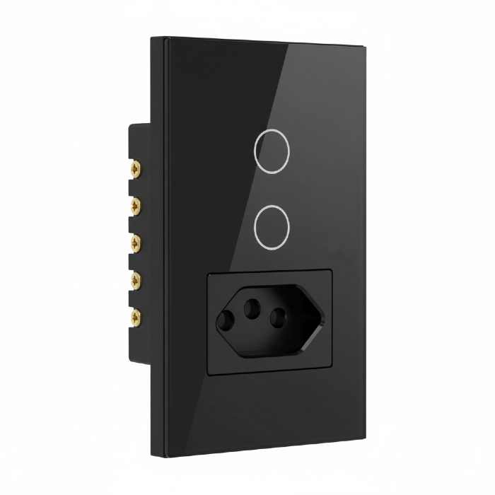 Interruptor Inteligente Steck 4x2 Touch Preto 2 Teclas Wi-Fi