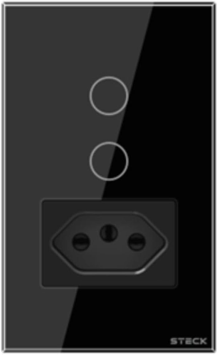 Interruptor Inteligente 4X2 Touch Steck 2 Teclas + Tom 20a Preto Wi-Fi -SINT2P1P1
