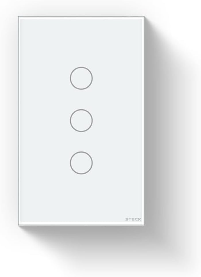 Interruptor Inteligente 4x2 Touch Steck 3 Teclas Branco Wi-Fi -SINT3B1