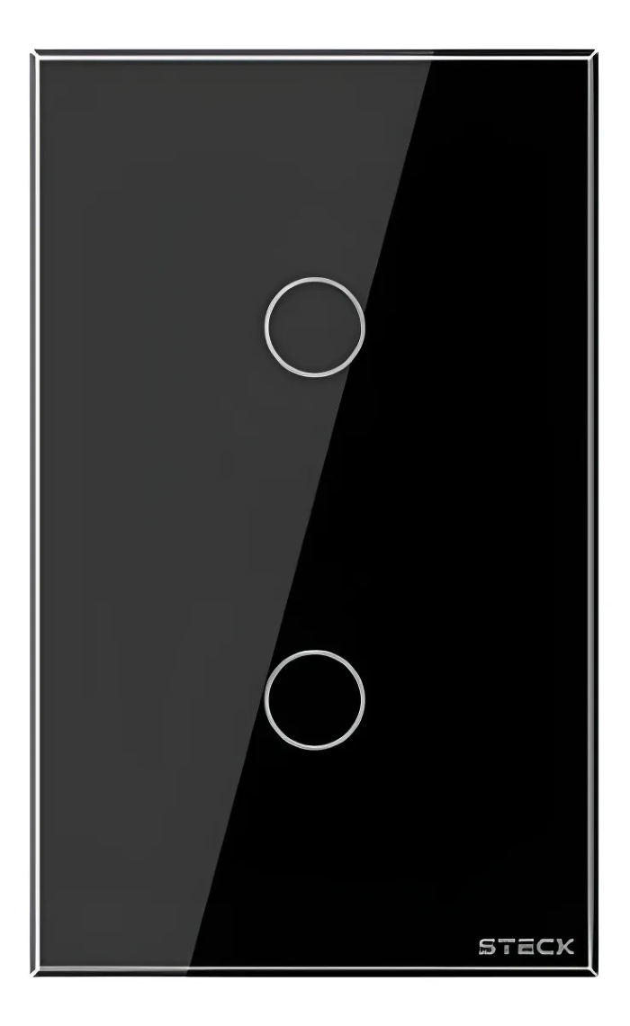 Interruptor Inteligente 4X2 Touch Steck Preto 2 Teclas Wi-Fi -SINT2P1