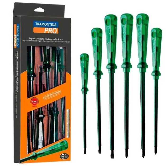 Kit Chaves Tramontina Fenda e Philips Isolada 6 peças Verde -44115406