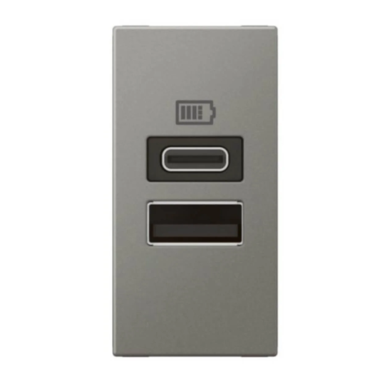 Módulo Carregador USB Arteor A+C 3A 15w Magnesium - 571689B