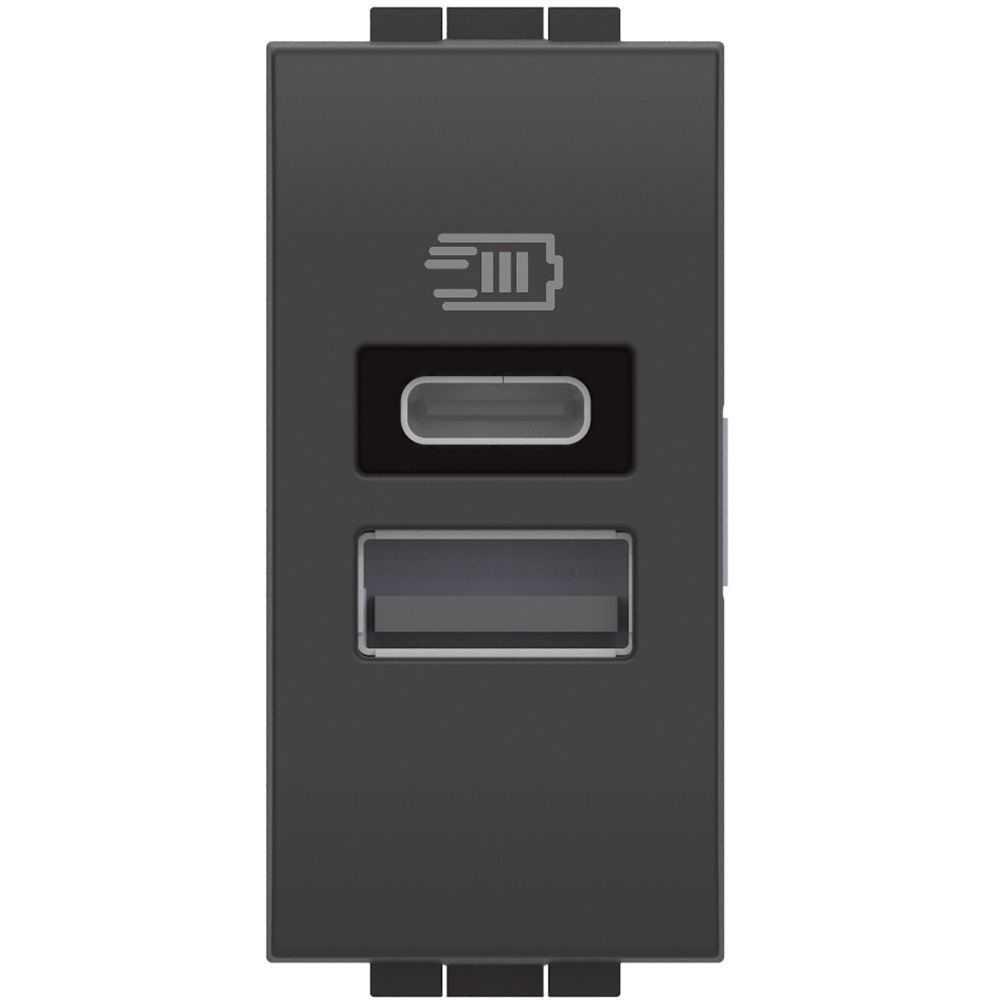 Módulo Tomada Carregador USB A+C Living Light 3A 15w Anthracite - SL4191AC