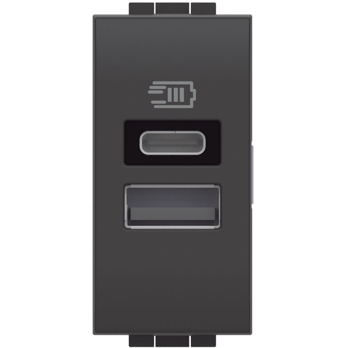 Módulo Tomada Carregador USB A+C Living Light 3A 15w Anthracite - SL4191AC