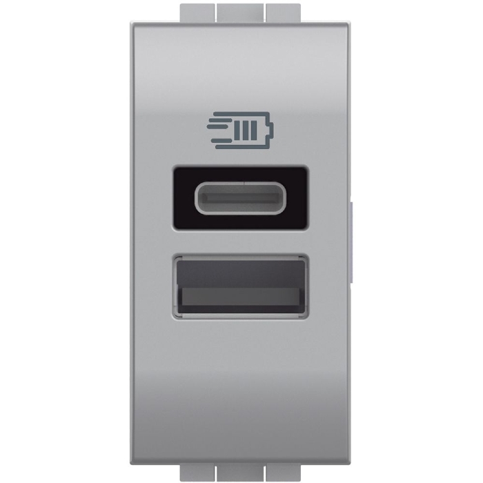 Módulo Tomada Carregador USB A+C Living Light 3A 15w Tech - SNT4191AC