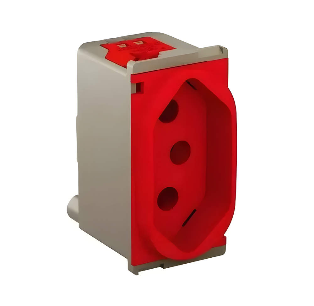 Módulo Tomada Nereya 2Polos+Terra 10A Vermelho - 663053