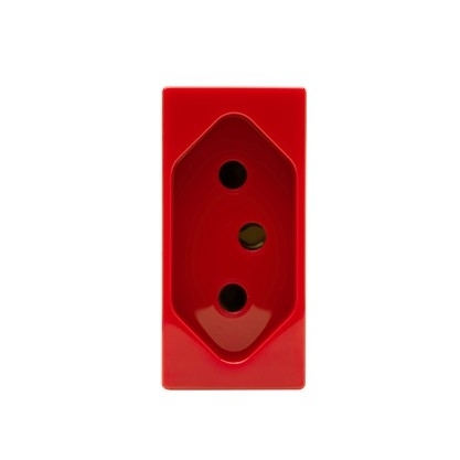 Módulo Tomada UNNO 2 Polos+Terra 10A Vermelho-N1136.NVM
