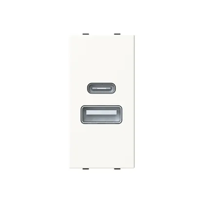 Módulo Tomada USB A+C  15W Zenit Branco - N2185.4BL