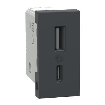Módulo Tomada USB Tipo A+C Orion Grafite - S70547294