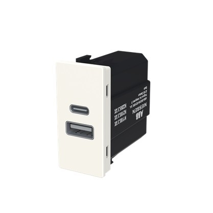 Módulo Tomada USB Tipo A+C UNNO Branco-N1185.3BL