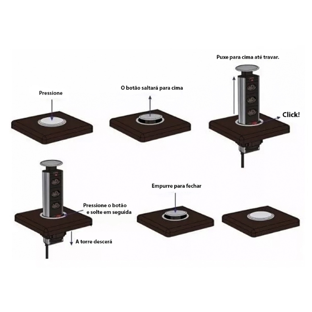 Torre de Tomada com 3 Tomadas Cinza