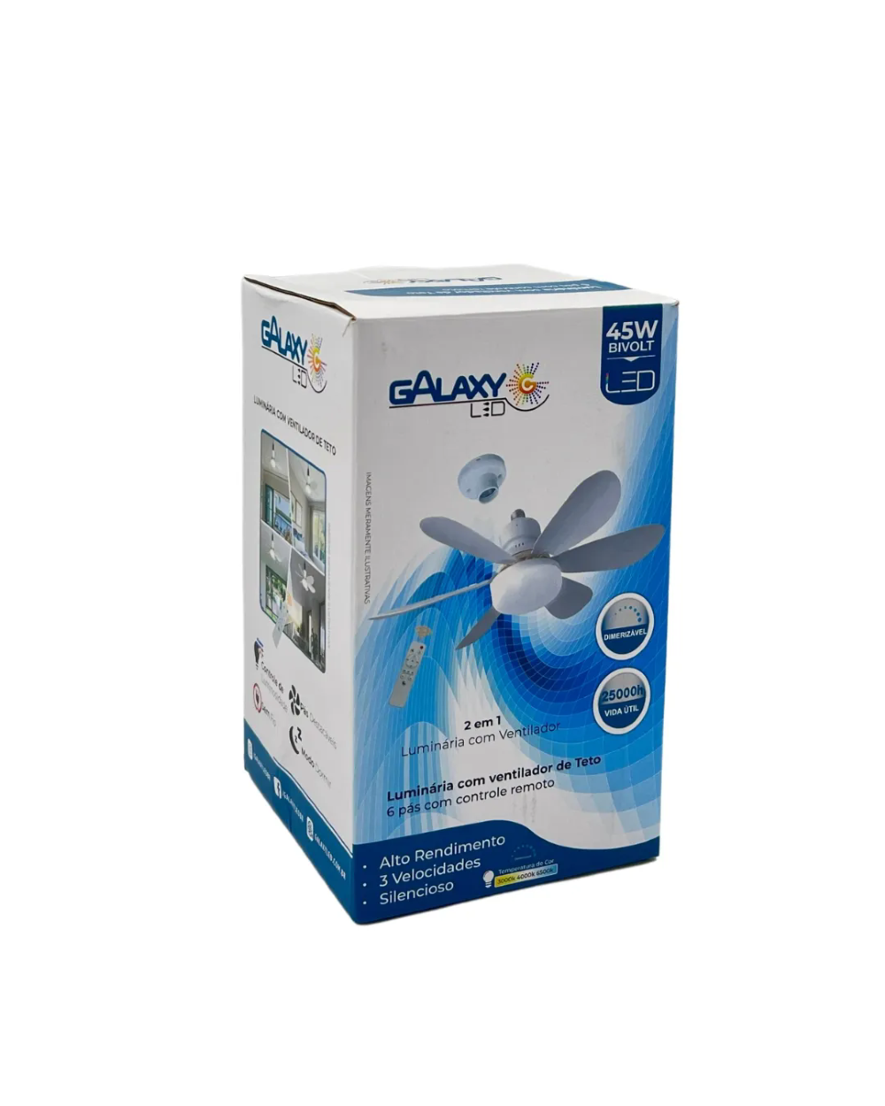 Luminaria Galaxy Ventilador de Teto 45W Bivolt de 52cm com Controle E27 -7998
