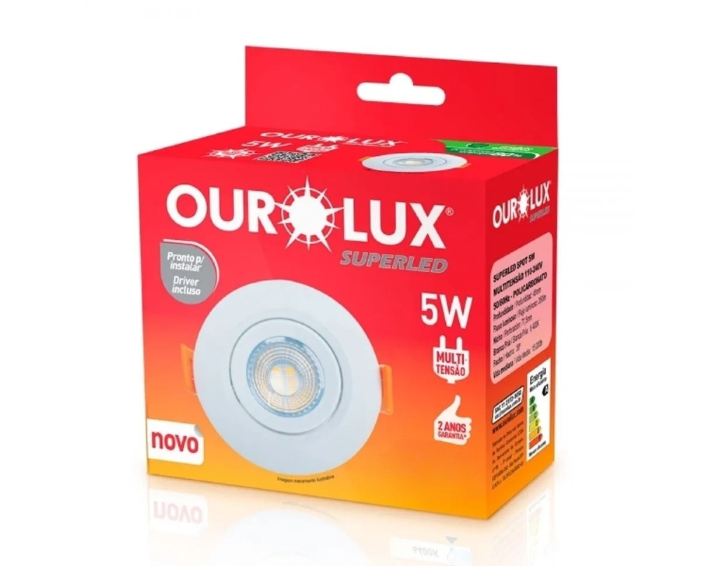 Spot Ourolux SuperLed Redondo 5W Bivolt 6400K Branco Frio -5600