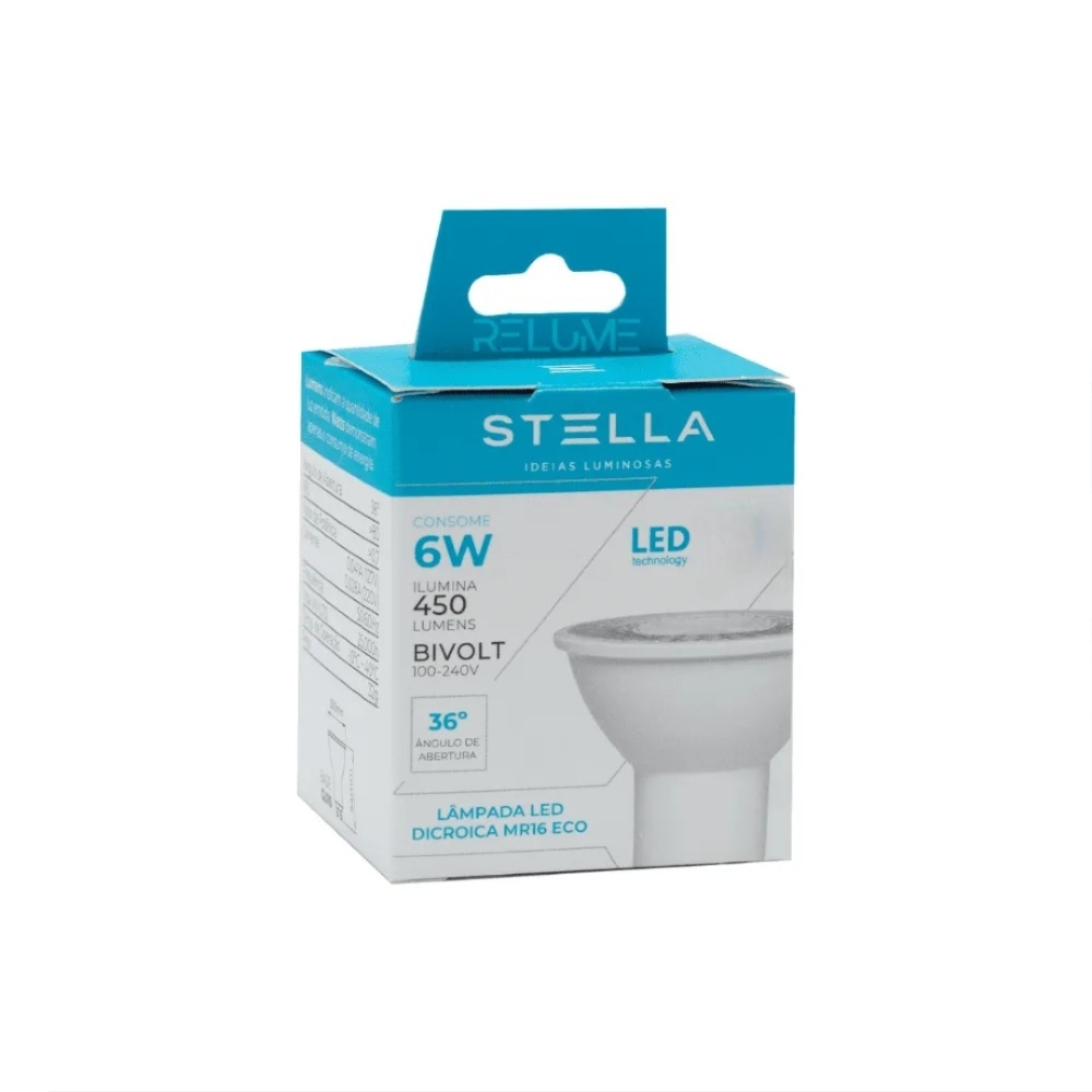 Lampada Dicroica Stella 6W 4000K 36º GU10 Bivolt -STH8535/40