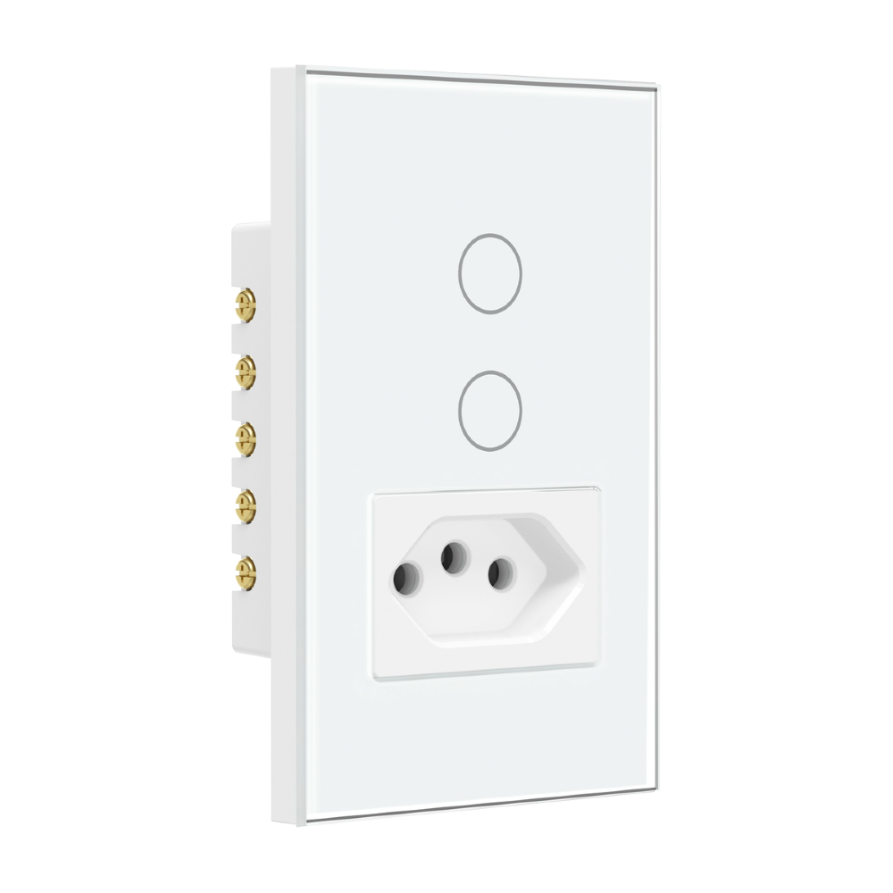 Interruptor Inteligente 4X2 Touch Steck 2 Teclas + Tom 20a Branco Wi-Fi -SINT2P1B1