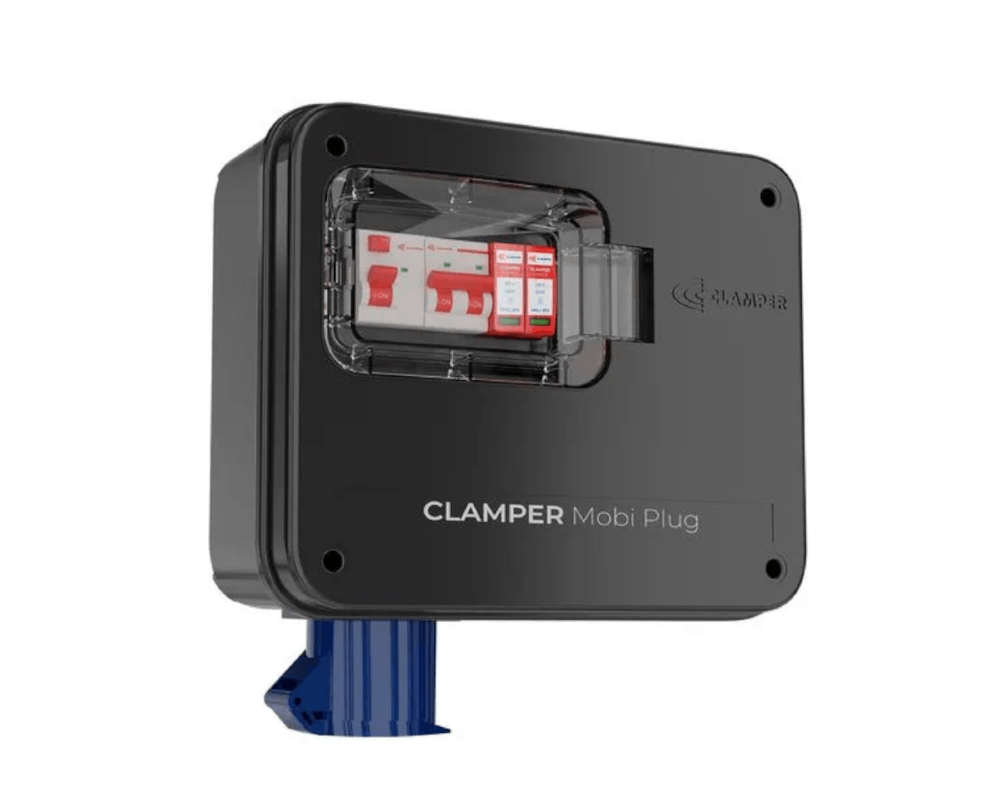 Quadro Proteção P/ Carro eletrico Clamper Mobi box Preto Tomada Industrial 32a 220V 8kw -024053
