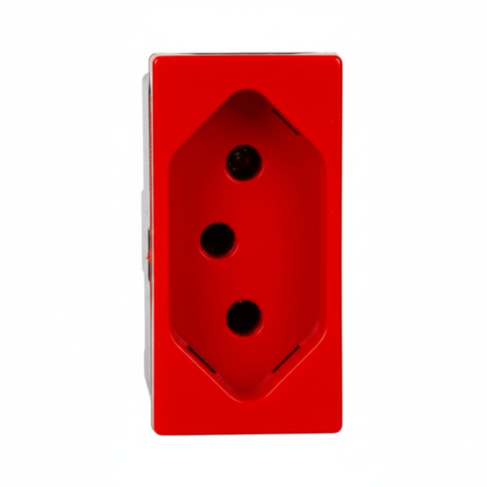 Módulo Tomada Pial Plus+ 2Polos+Terra borne automático 10A Vermelho - 615039VM