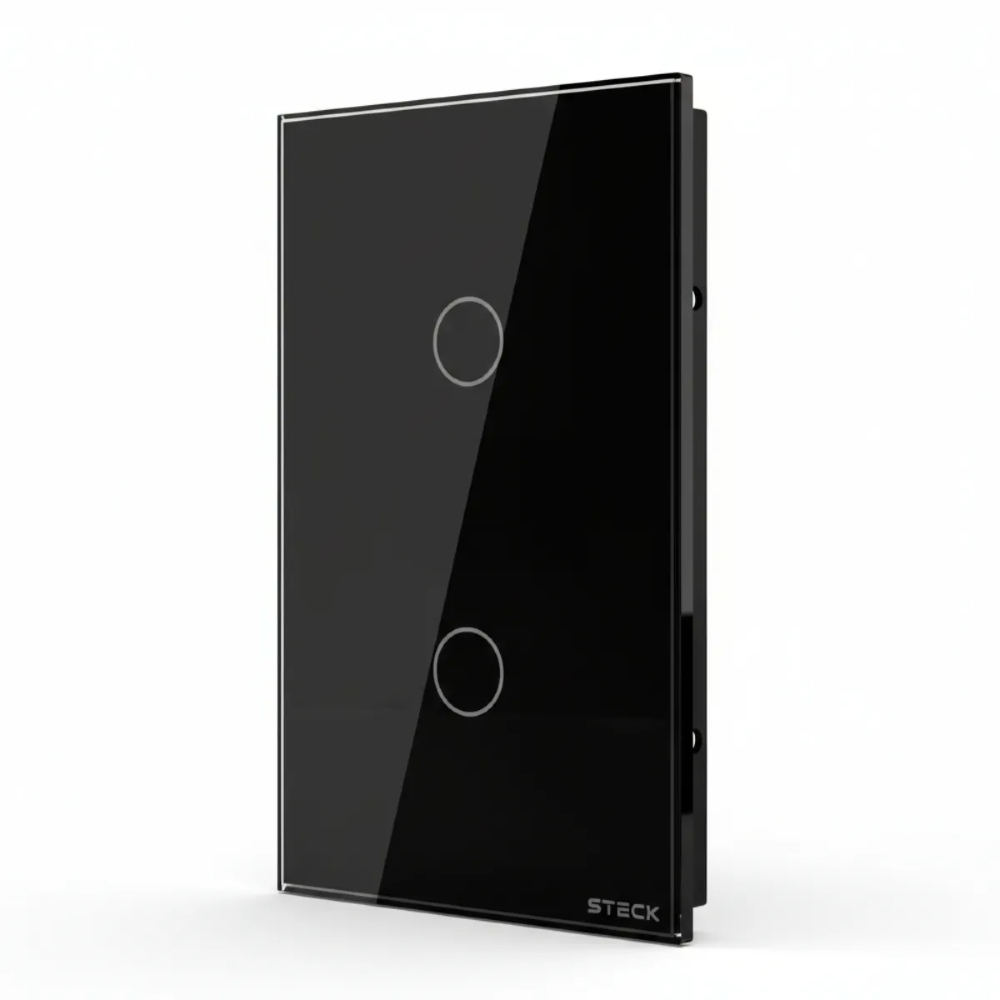 Interruptor Inteligente 4X2 Touch Steck Preto 2 Teclas Wi-Fi -SINT2P1