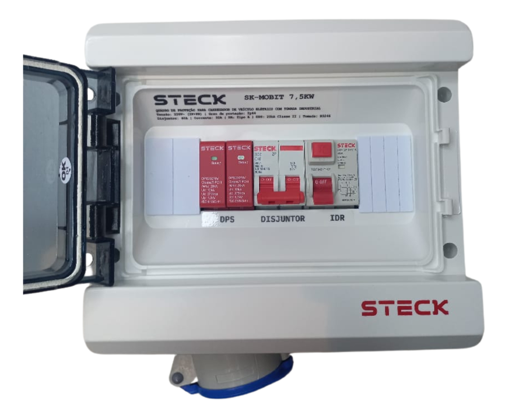 Quadro de Proteção Steck P/ carrro eletrico Mobi Box 220V 7.5KW  C/ Tom.2P+T 32a  -SKMOBIT