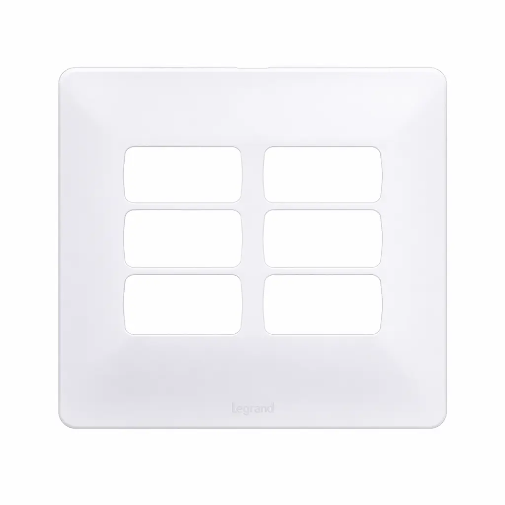 Placa+Suporte Zeffia 4x4 3+3 Postos Separados Branca - 680177