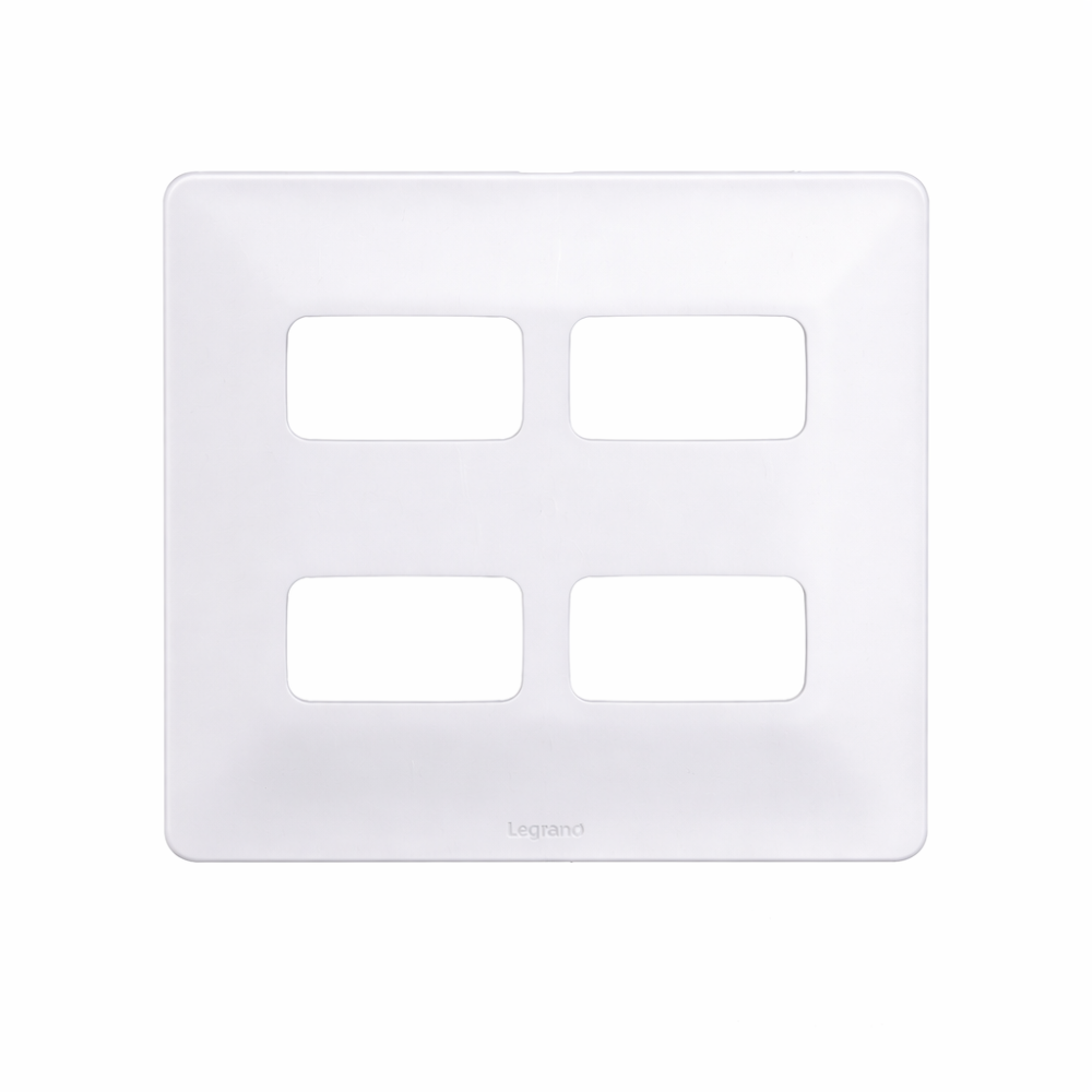 Placa+Suporte Zeffia 4x4 2+2 Postos Separados Branca - 680175