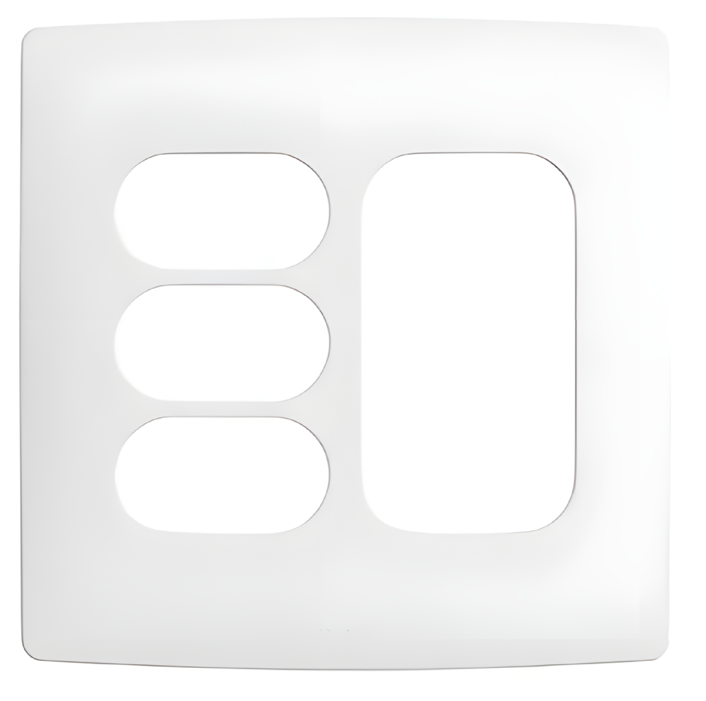 Placa 4x4 3 Postos juntos +3 Postos Separados Nereya Branco Sal - 663460