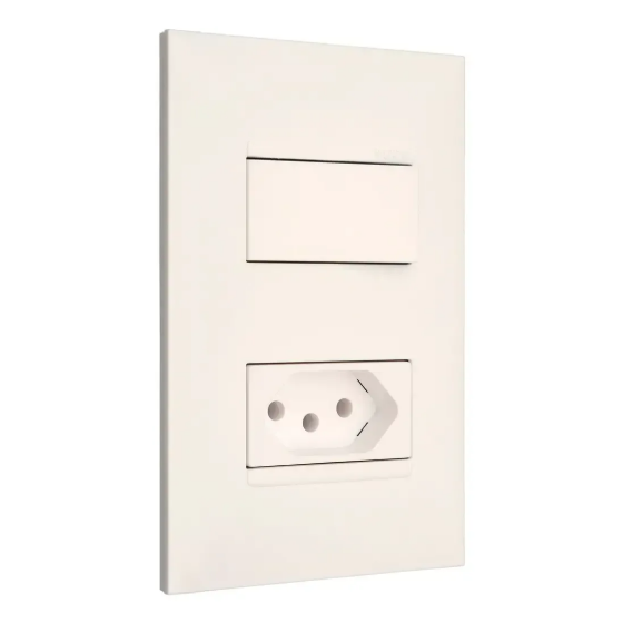 Conjunto Interruptor Simples + Tomada 20A Pialplus+ Branco