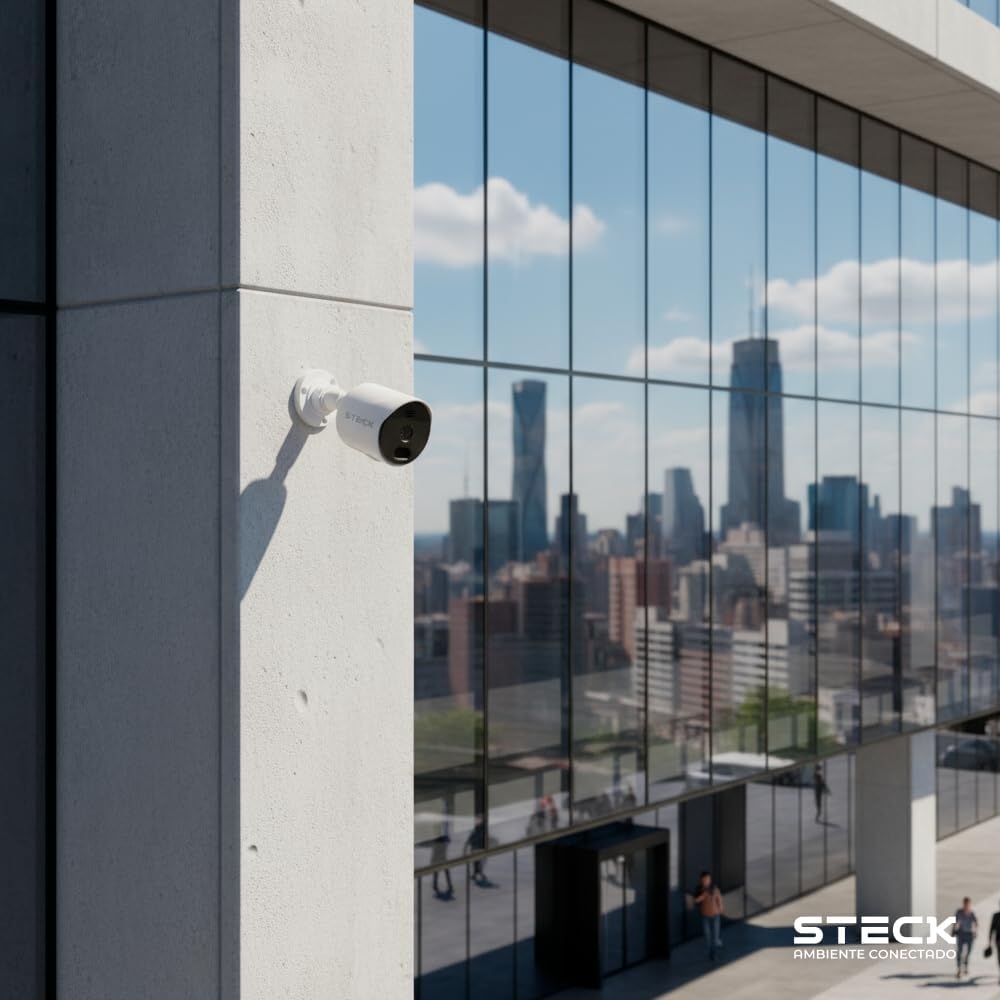 Câmera De Segurança Inteligente Steck Externa Fixa Wi-Fi HD Ip65 -SCAM2BS1