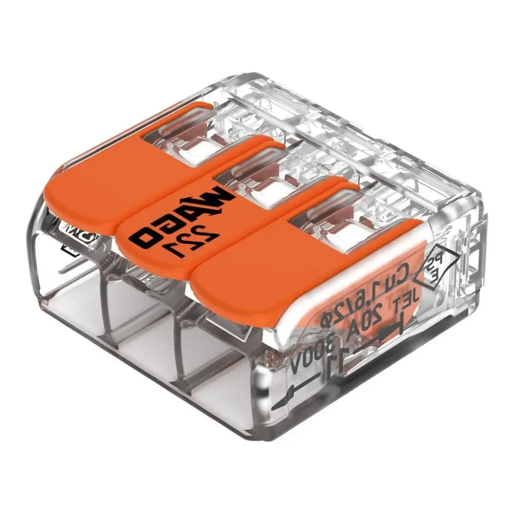 Conector Wago 3 entradas 0,8 a 4mm -221413