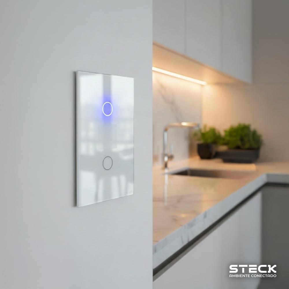 Interruptor Inteligente 4X2 Touch Steck Branco 2 Teclas Wi-Fi -SINT2B1