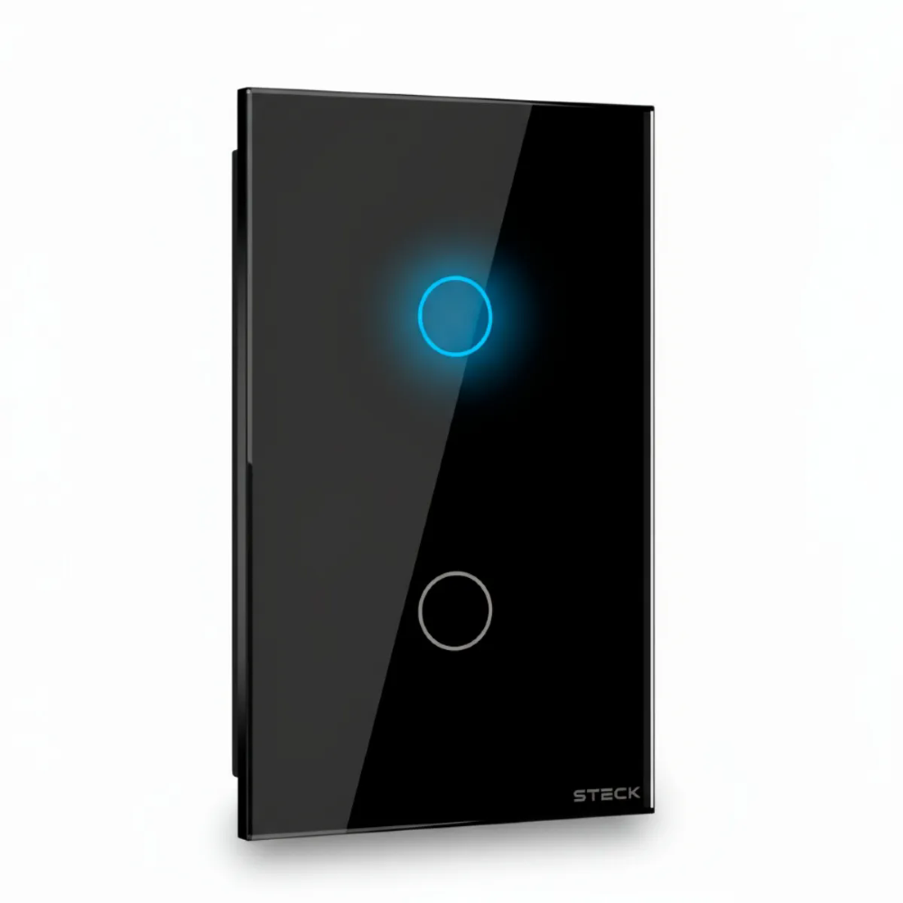 Interruptor Inteligente 4X2 Touch Steck Preto 2 Teclas Wi-Fi -SINT2P1