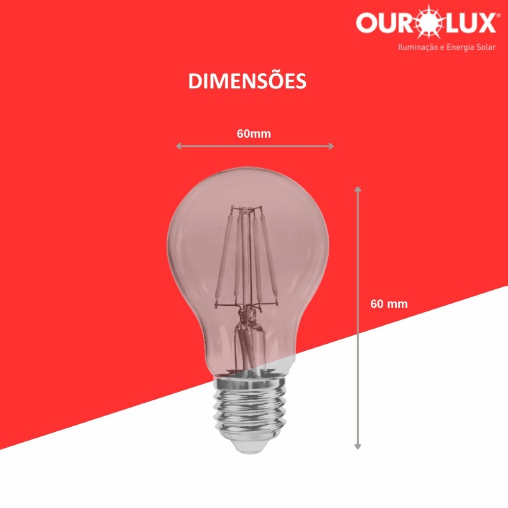 Lampada Bulbo Filamento Led Ourolux A60 4W 2400K Bivolt -05316