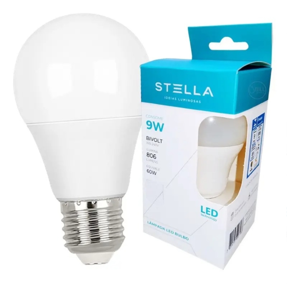 Lampada Bulbo Stella 9w 4000K E-27 Bivolt -STL21265/40