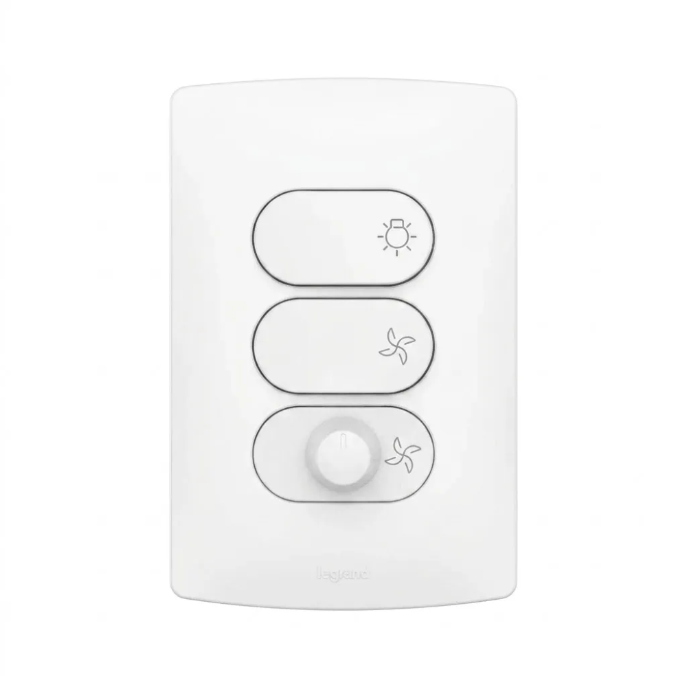 Conjunto Variador de Ventilador + 2 Interruptores Paralelos Nereya Branco - 663140