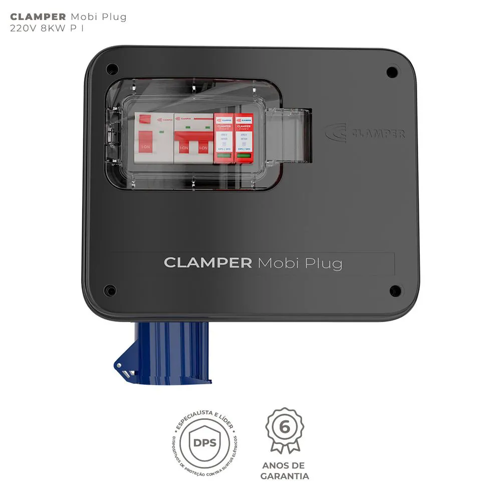 Quadro Proteção P/ Carro eletrico Clamper Mobi box Preto Tomada Industrial 32a 220V 8kw -024053