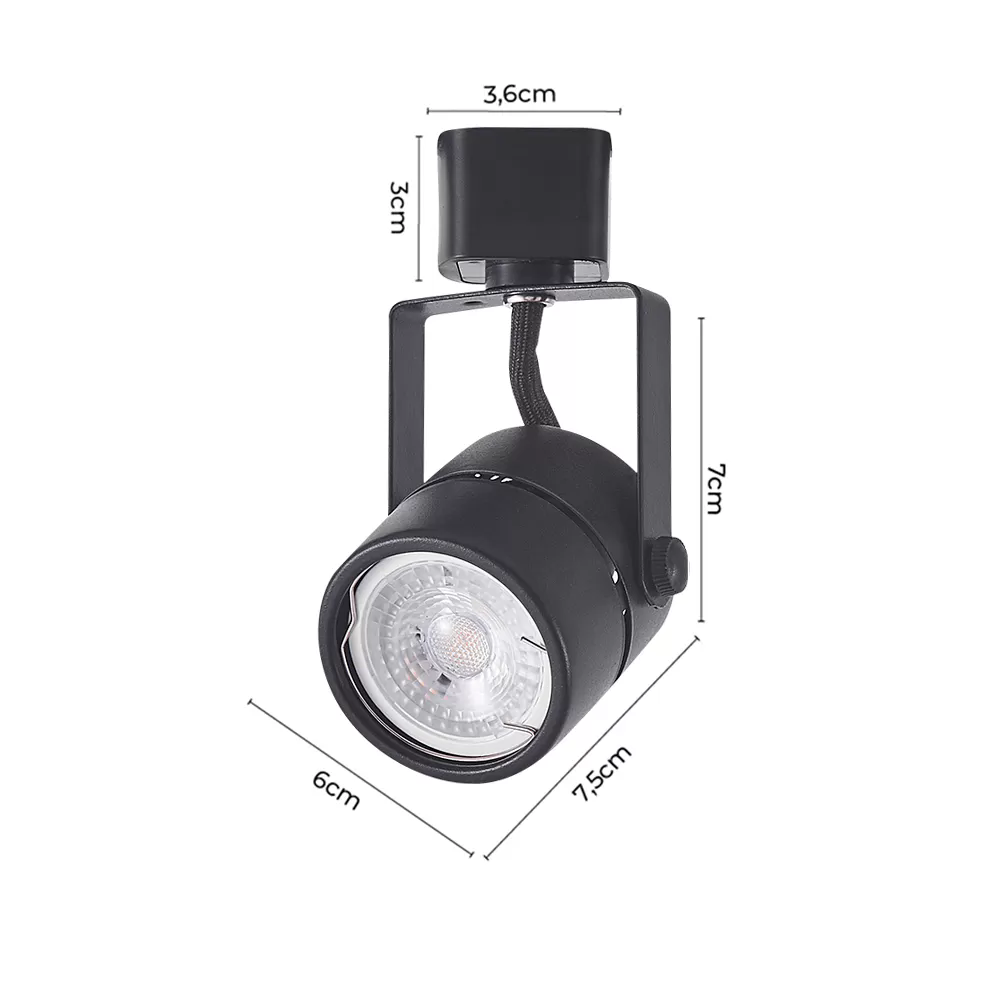 Spot Nordecor Classic P/ Trilho Dicroica GU10 Preto -6035