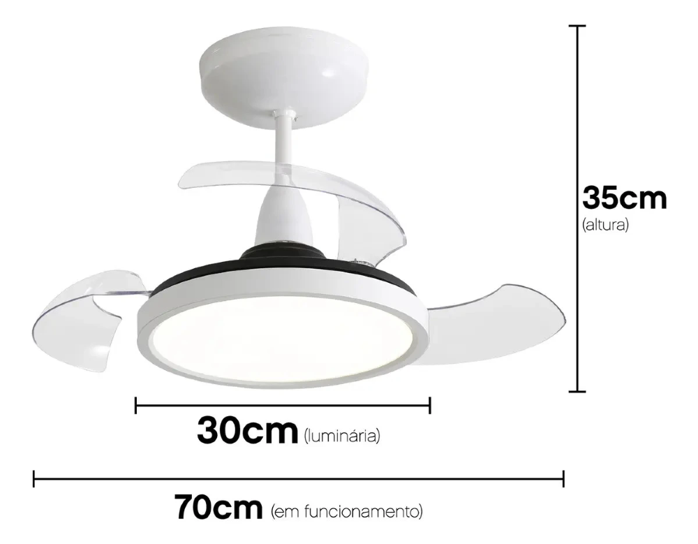 Ventilador de Teto Aliseu Retratil MID 22w Branco C/Controle -34224