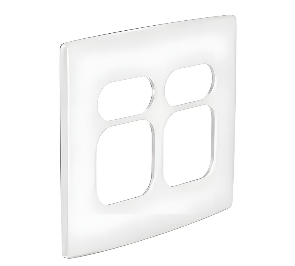 Placa 4x4 2+2 Postos Juntos 1+1 Postos Separados Nereya Branco Gloss - 663453