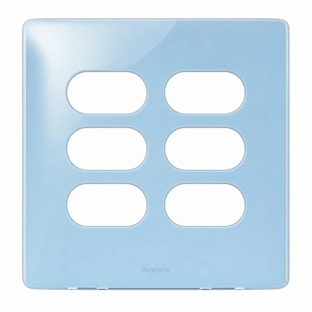 Placa 4x4 3+3 Postos Separados Nereya Blue Gloss - 663436