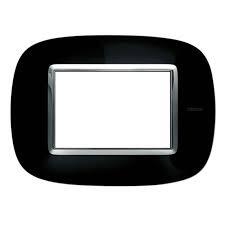 Placa Axolute 4x2 P/ 3 Postos Eliptica Nero Solid -HB4803NR