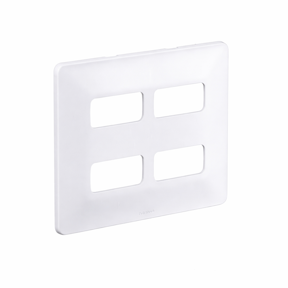 Placa+Suporte Zeffia 4x4 2+2 Postos Separados Branca - 680175