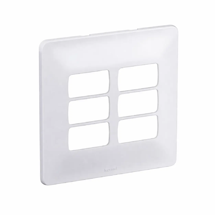 Placa+Suporte Zeffia 4x4 3+3 Postos Separados Branca - 680177