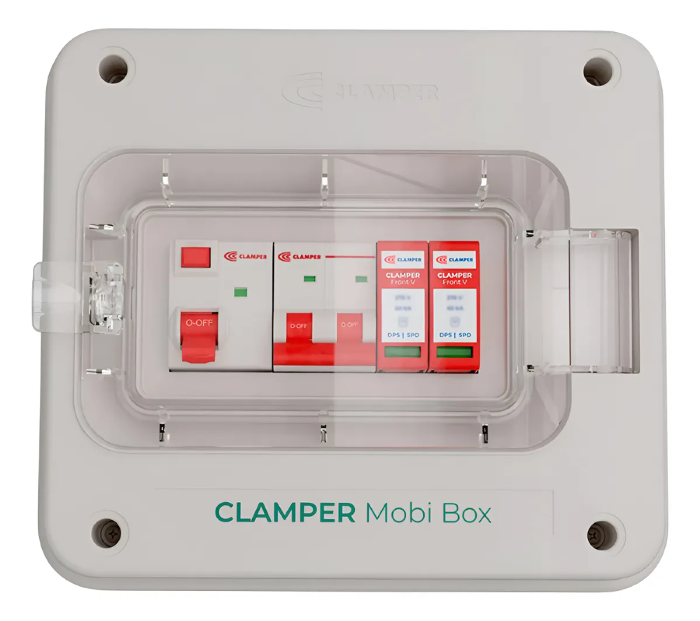 Quadro de Proteção Clamper P/ carrro eletrico Mobi Box Cinza 220V 8KW -025881