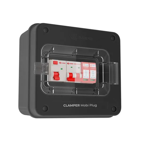Quadro de Proteção Clamper P/ carrro eletrico Mobi Box Preto 220V 8KW -025976