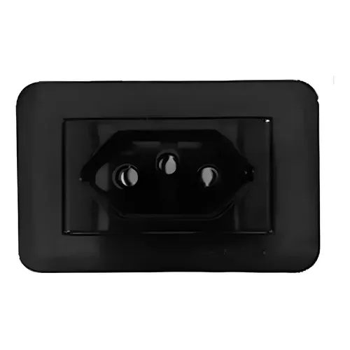 Tomada para marcenaria Lumitek 2Polos+Terra 10A Preta