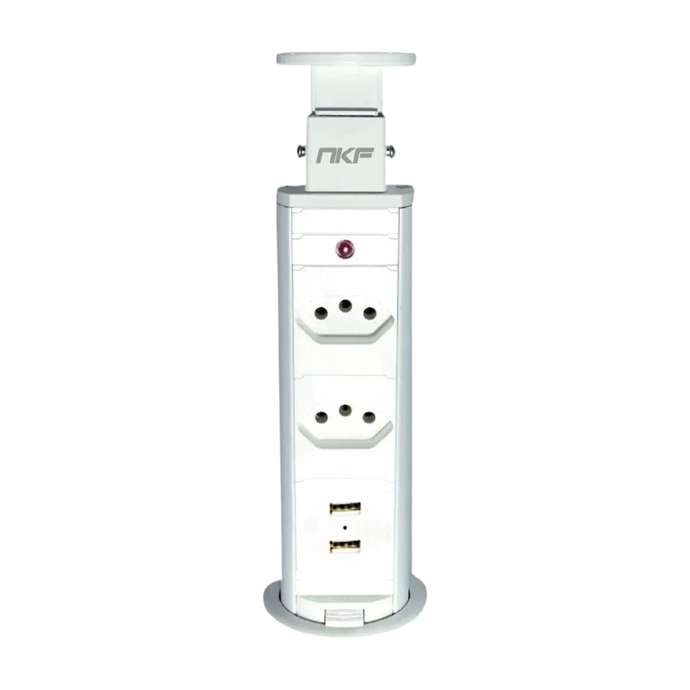 Torre de Tomada com 2 Tomadas + 2 USB - Branca