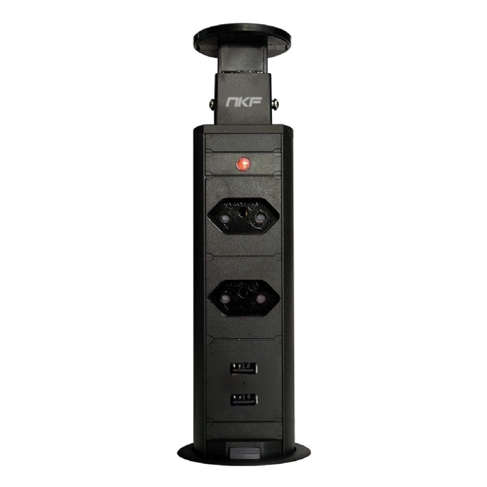 Torre de Tomada com 2 Tomadas + 2 USB - Preto